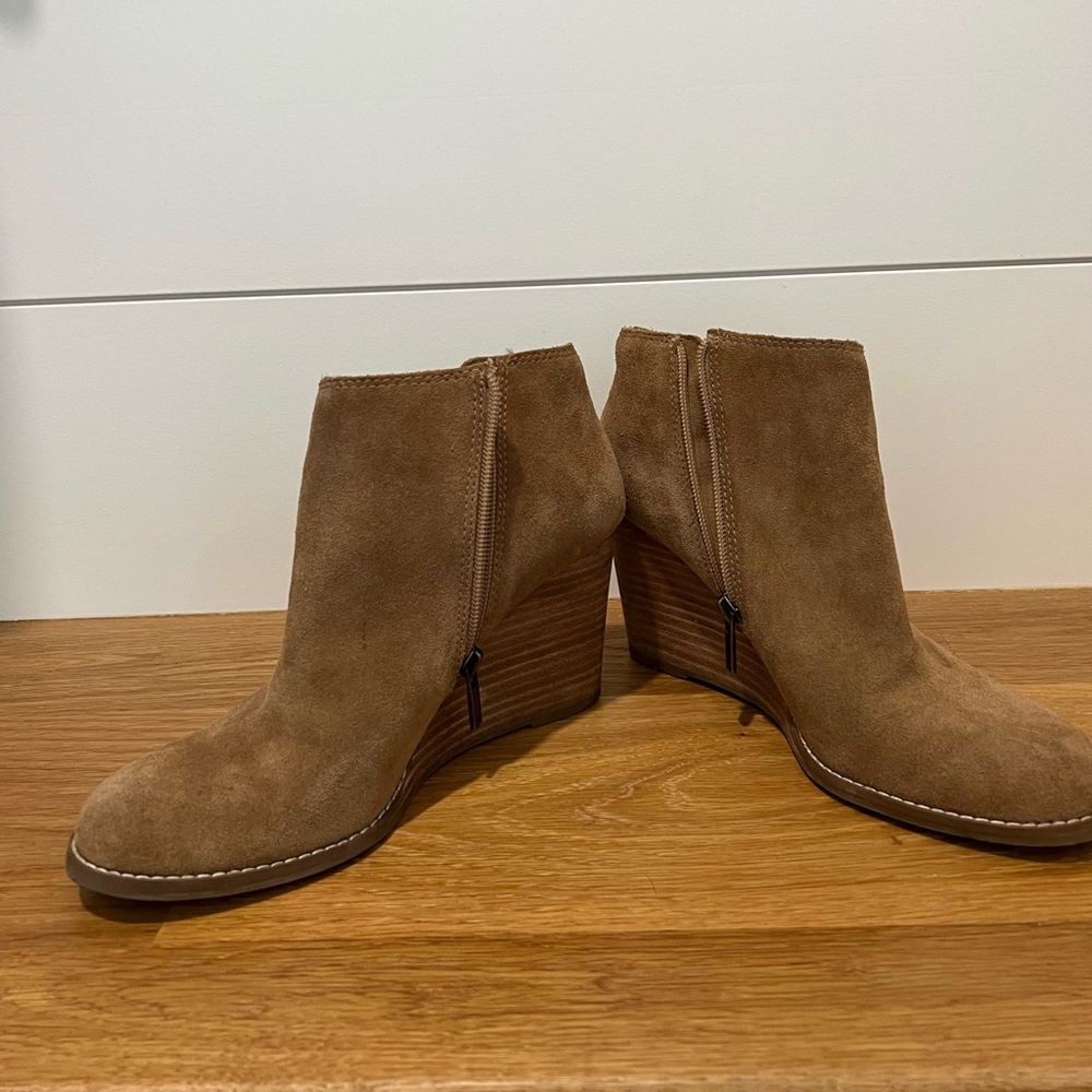 Suede wedge booties